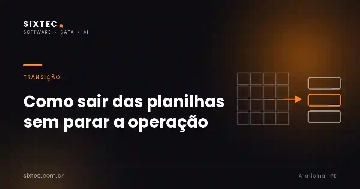 Grade de células à esquerda e blocos arredondados à direita, ligados por uma seta laranja