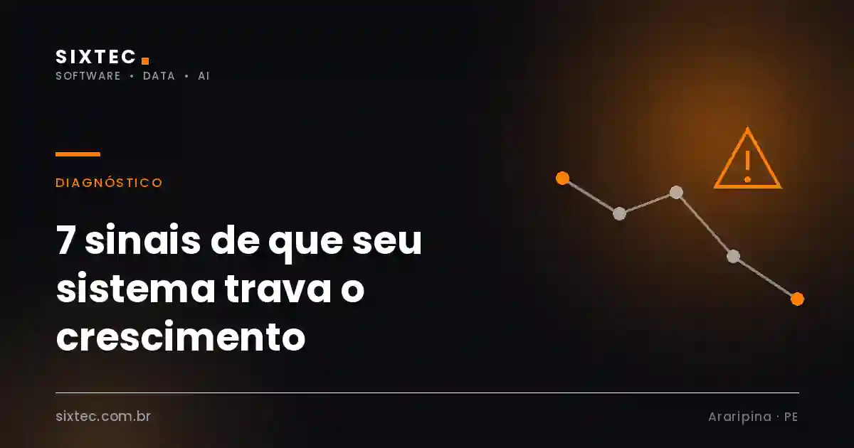 Linha em queda com pontos marcados e um triângulo de alerta laranja ao lado
